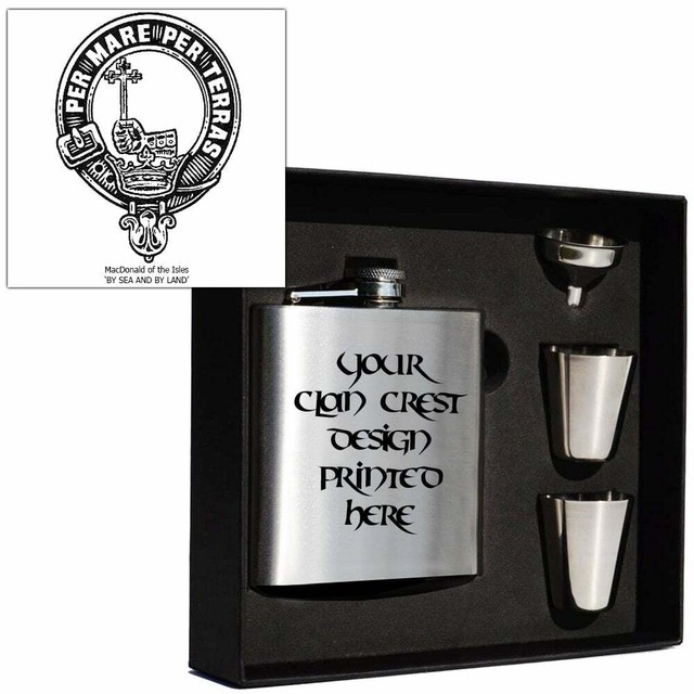 Gift Box and Funnel Included Laser Engraved 6oz Stainless Steel Hip Flask With Irish Shamrock Design