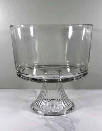 VINTAGE ANCHOR HOCKING PEDESTAL TRIFLE BOWL  8" Diameter W/BOX