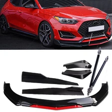 Front Bumper Lip Splitter Spoiler Body Kit + Side Skirt For Hyundai Veloster