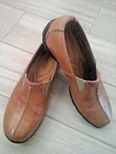 Naturalizer VARIAN Tan Brown Leather Upper Slip On Flat Loafer Clogs   Size 9M