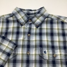 Carhartt Mens Short Sleeve Button Up Shirt Blue And Green Plaid Size M