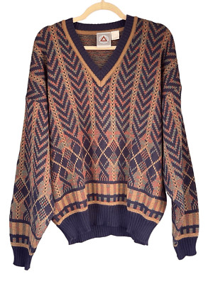 【COSYHARU】1990 Nylon V-neck String Sweatshirt 80s 90s VTG Peter Jon Grandpa V Neck Sweater Size XL | eBay