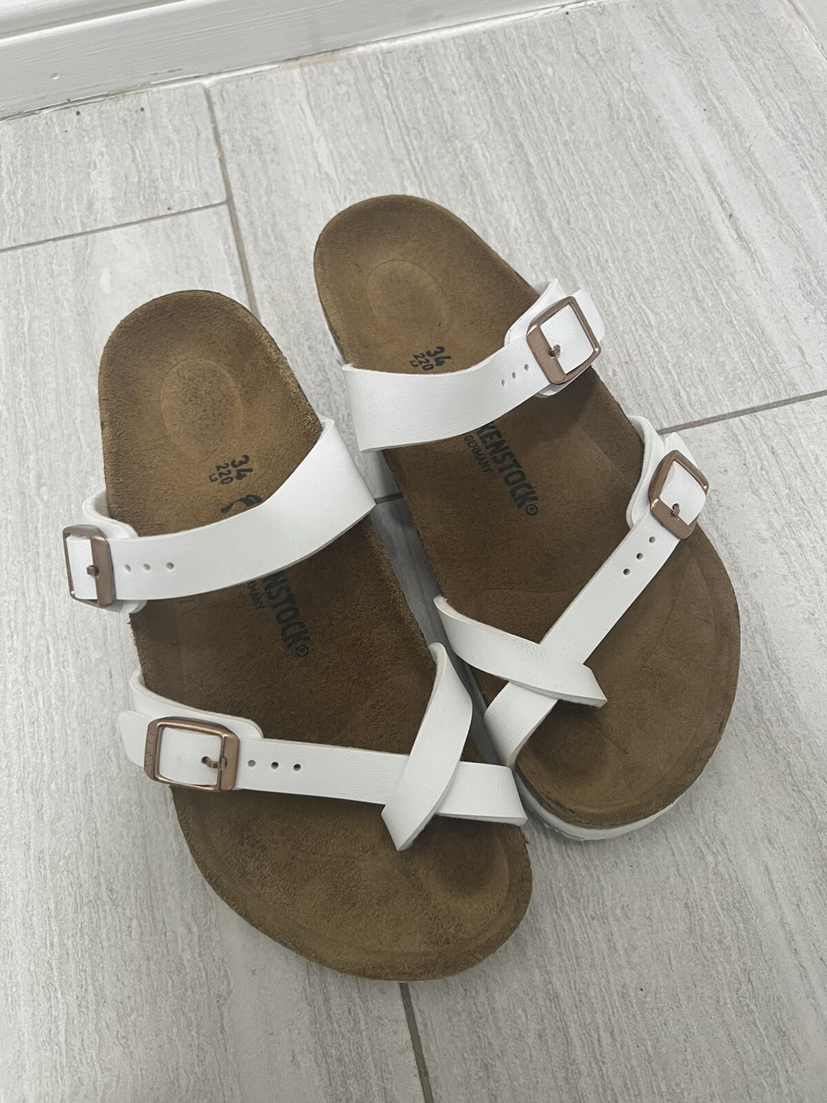Girls Size 34 - White Birkenstocks - Worn Once | eBay