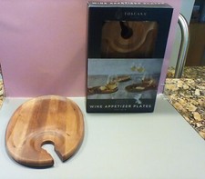 Picnic Time Acacia Figured Wine Serving Board Set of 4 NIB