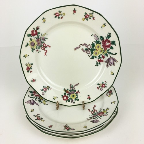 Royal Doulton Old Leeds Sprays Dinner Plate 9.5 Small Green Rim Cream Vintage - Picture 6 of 6