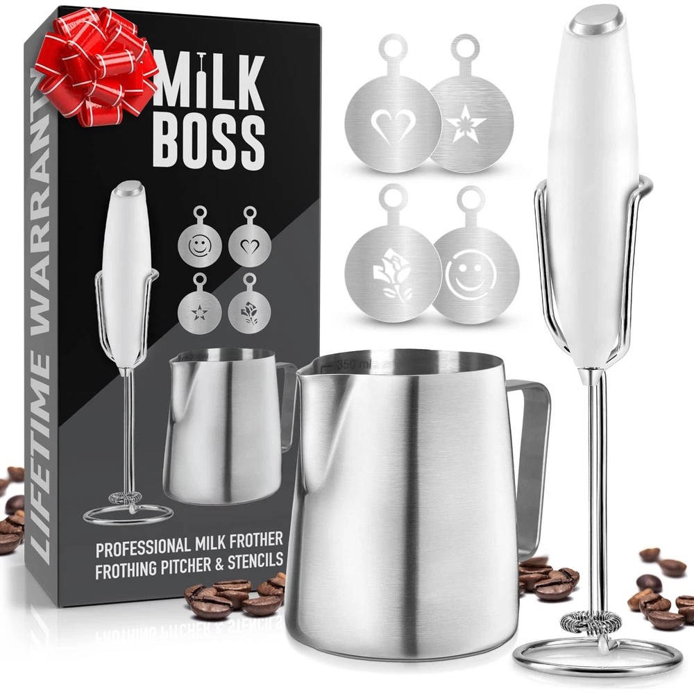 Milk Frother for Coffee Complete Set Coffee Gift With Upgraded Ultra Stand - ...