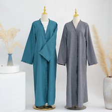 Muslim Women Open Long Dress Modest Kimono Abaya Dubai Robe Cardigan Gown Arab