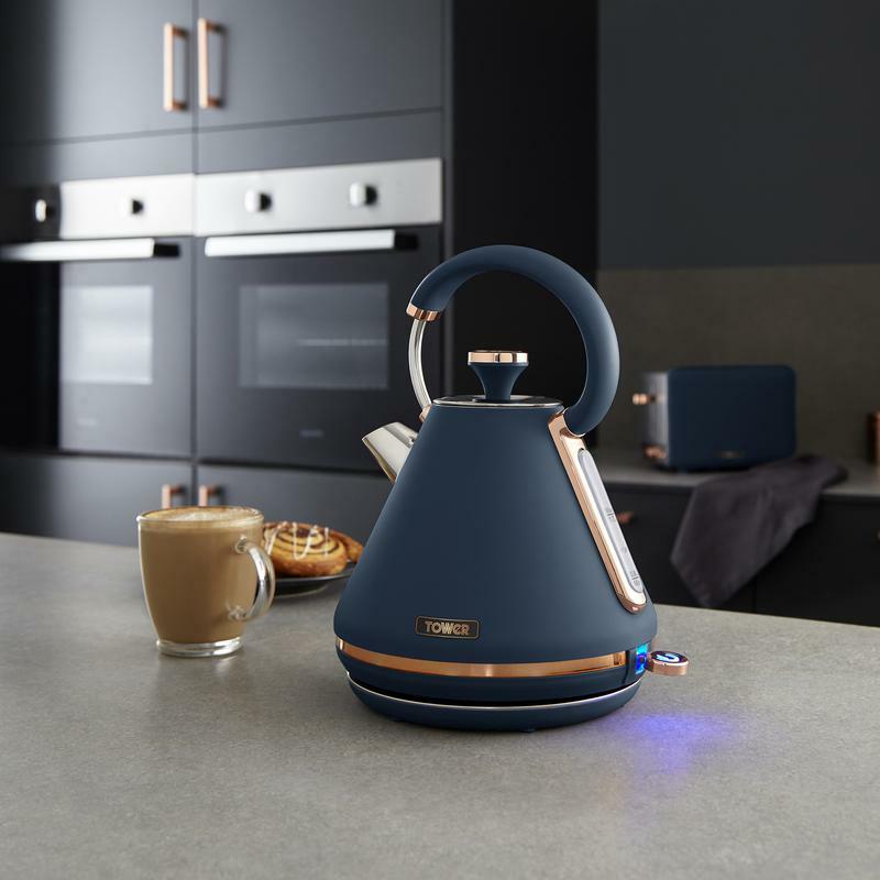 TOWER Cavaletto Kettle 2Slice Toaster & Canisters Set Midnight Blue
