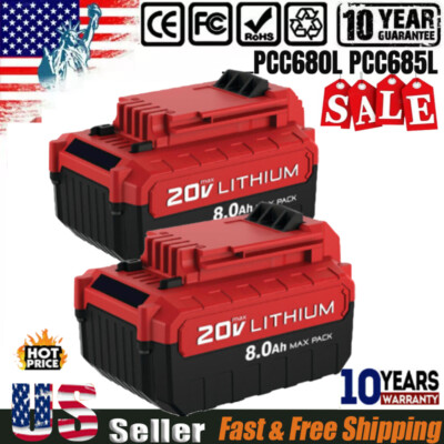 20V Max PCC685LP PCC680L 8.0Ah Max for PORTER CABLE 20 Volt Lithium-Ion Battery