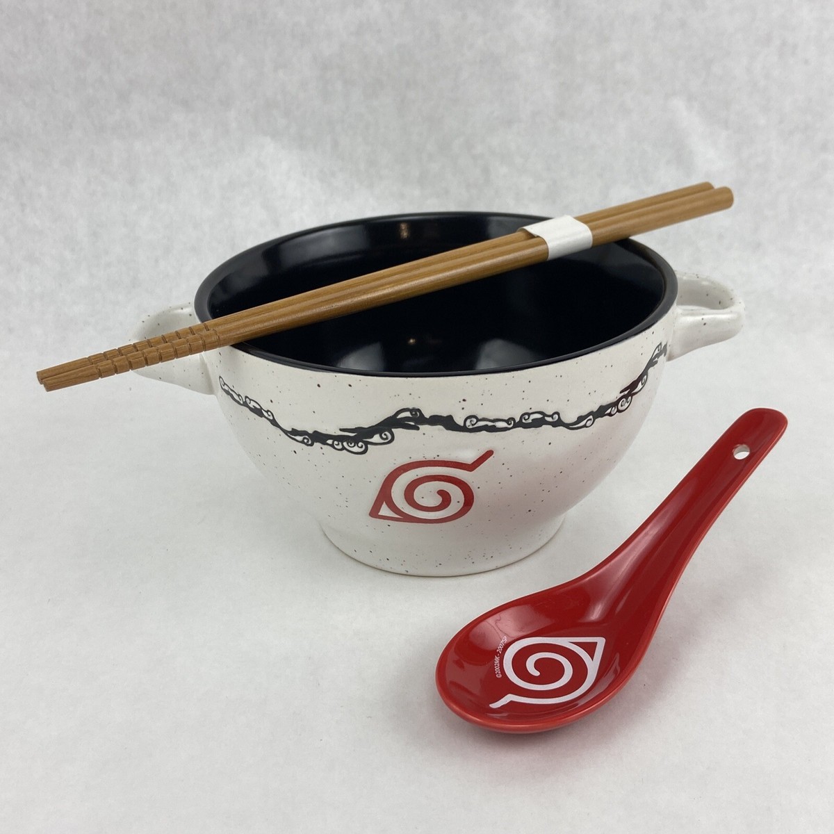 Naruto Shippuden Ramen Soup Bowl Chopsticks Spoon Hidden Leaf Village Anime  NEW