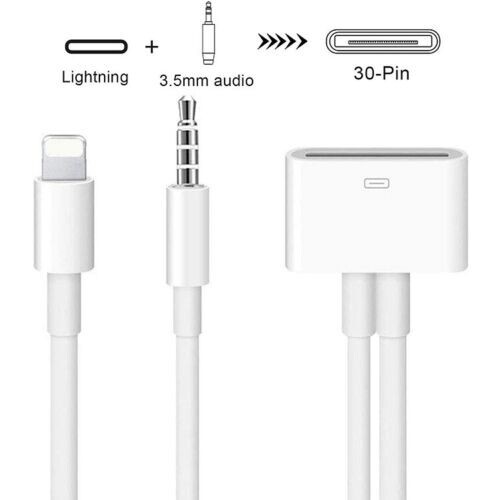iPhone X XS 11 Pro 8Pin-Aux to 30Pin Dock Converter Adapter  Cable