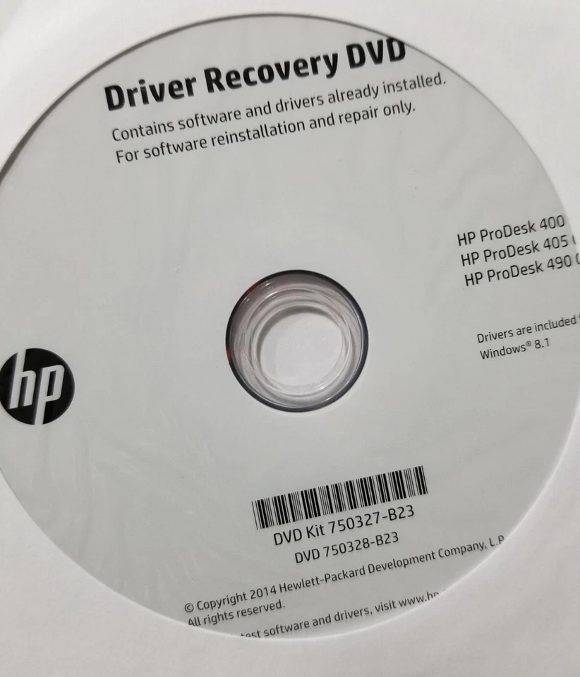 New HP Driver Recovery DVD Windows 8.1 ProDesk 400/405/490 G1 750328-B23 - Image 2 of 2