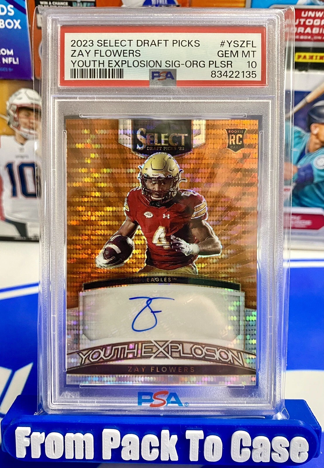 Zay Flowers Panini Select Draft Picks Youth Explosion Signatures #YSZFL Orange Pulsar