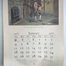 1976 Bicentennial Travelers Hartford CT Calendar Story Of The Revolution Unused