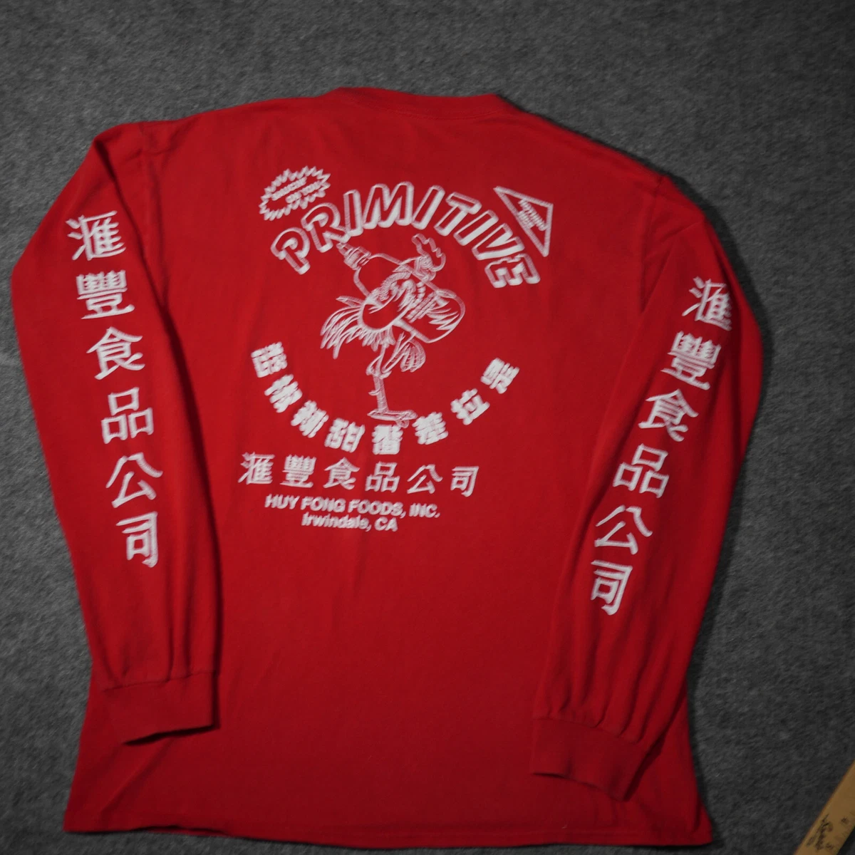 Primitive x huy fong red hoodie top