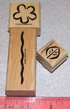 Flower Blossom Stamps w/ Stem Leaf Image Design 3 pcs by Stampin Up Bold Basics