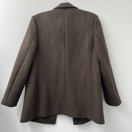 Mango Womens Wool Lapels Jacket Sz M Military Green Double-Breasted Long - Picture 7 of 11