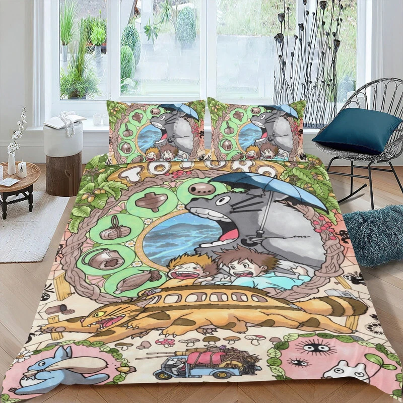 My Neighbor Totoro Bed Duvet Cover Set for Kids 3-Piece Comforter Bedding