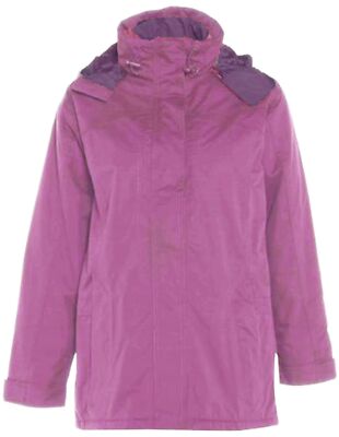 Warmer Fleece gefütterter Regenmantel abnehmbare Kapuze Damen Parka innen Reißverschlusstasche Damen