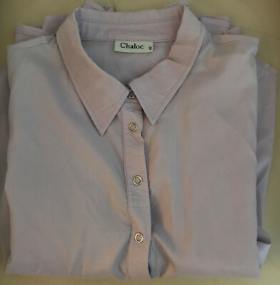 CHALOC stylish women's blouse size 42 lilac long sleeve top design viscose snap