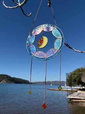 Stained Glass Suncatcher, Sun themed gift, Window decor, Handmade, Moon ornament