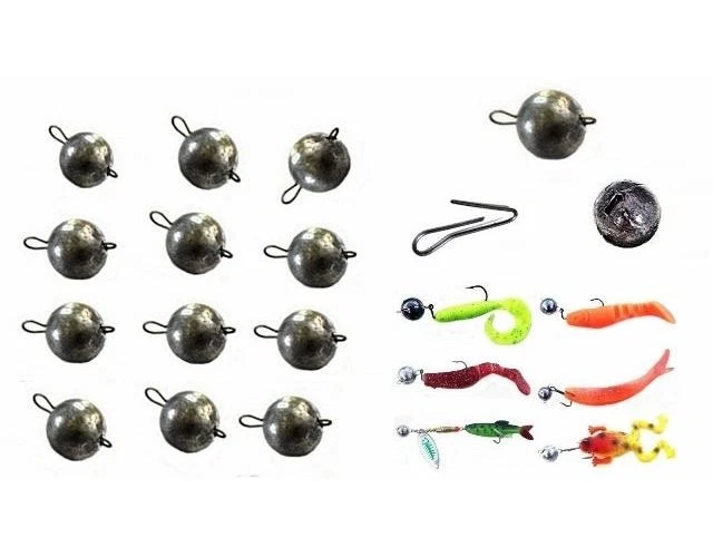 30-100 Stück Jigkopf Set  Bleikopf Bleikugel Angelblei  Cheburaschka  Ungefärbt - Bild 2 von 4