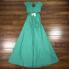 Agua Bendita Women's Size Small Green Cut Out Ailana Tile Maxi Dress