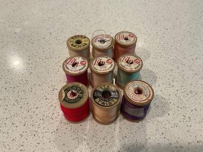Coats Star Lily Small Wood Sewing Thread Spools Lot Of 9 T25