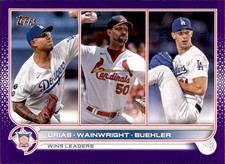 JULIO URIAS ADAM WAINWRIGHT WALKER BUEHLER 2022 Topps Series 1 Base Purple #105