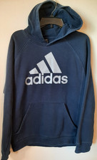 Adidas Hoodie Mens Medium Blue Fleece Pullover Sweatshirt--FLAW--LOW 