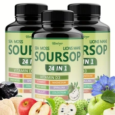 3 Bottles - Soursop Nutritional Supplement - 24-in-1 Herbal Formula