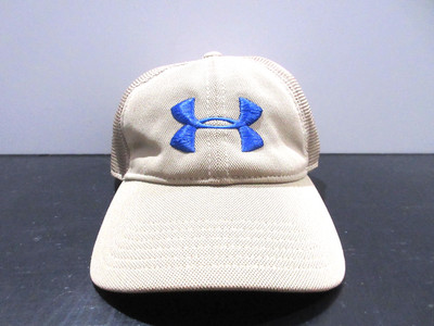 Under Armour Hat Cap Snap Back Brown Blue Logo Baseball Outdoors Adjustable Mens