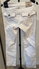 True Religion Billie Mid Rise Straight Jeans White Flap Pocket Women Size 26 NWT