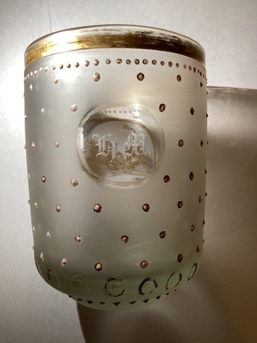 1800’s Antique Bohemian Clear & Gold Czech Glass Clear 4” Etched: Lendl Estate - Bild 2 von 7