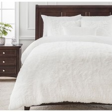 Chanasya Fuzzy Faux Long Fur Duvet Cover Set - 3-Piece Set -