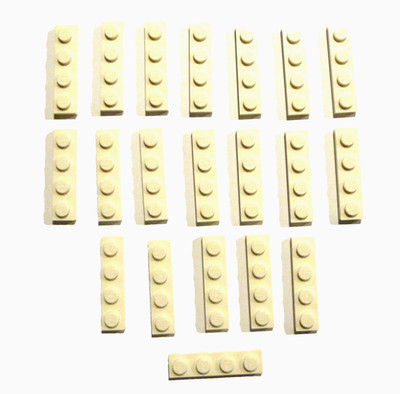 20 x LEGO  3710 City,Basicsteine,Bausteine in flach 1x4 weiß Neuware