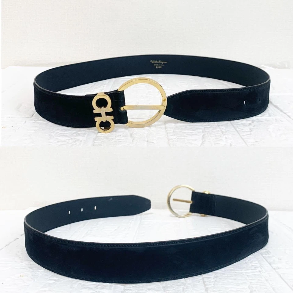 Cinturón Salvatore Ferragamo Doble Gancini en Oro Negro Foto 2 de 4