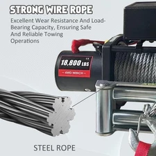 18800lb Electric Winch Kit 12V IP67 Steel Cable Rope Truck Winch+Wireless Remote