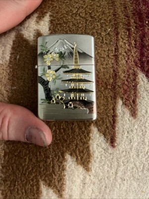 VKyoto Temple Five-storied Pagoda Mt. Fuji Japan Electroformed Zippo Oil Lighter