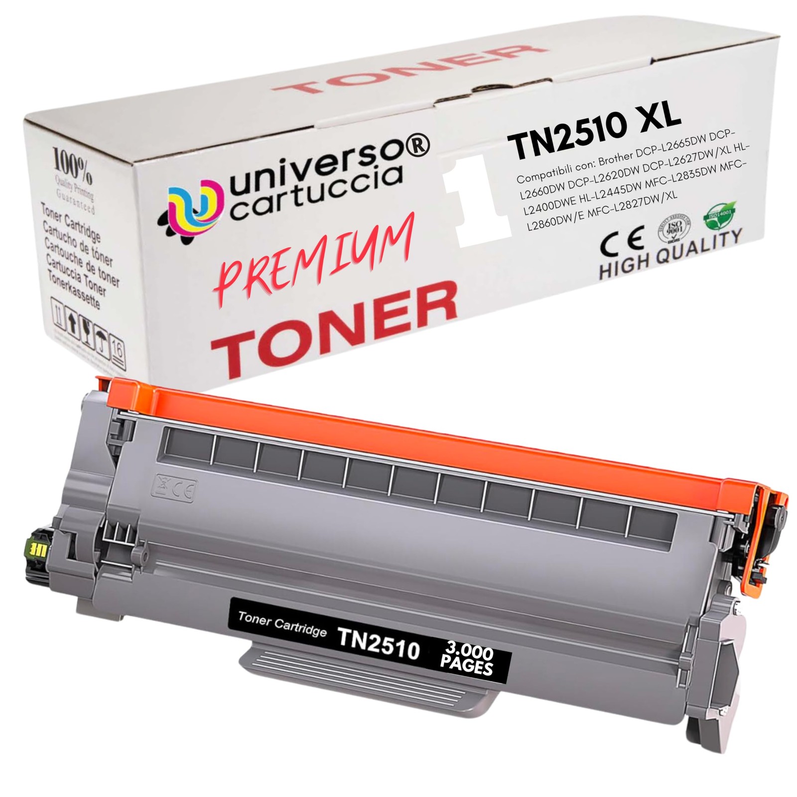 Toner TN2510 XL noir compatible pour imprimante DCP-L2665DW