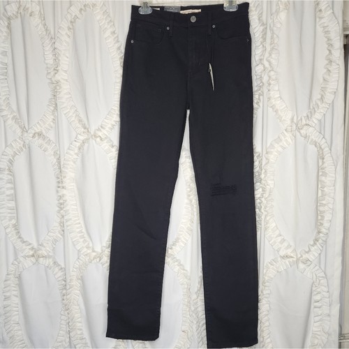 Levi's Damen 724 High Rise Straight Pixel Jeans Distressed Schwarz Größe W28 L32 - Bild 2 von 6