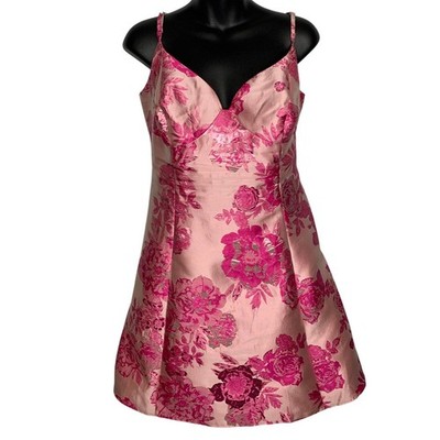 Jules & Cleo Adjustable Strap Pink Floral Formal Dress David's Bridal Zip Back