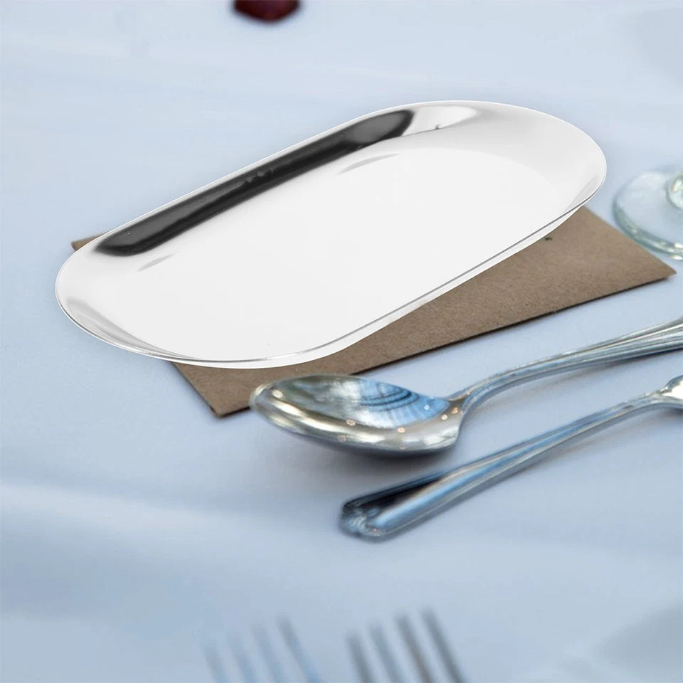  Vassoio ovale in argento Vassoio per gioielli in acciaio inossidabile Vassoio - Immagine 3 di 4