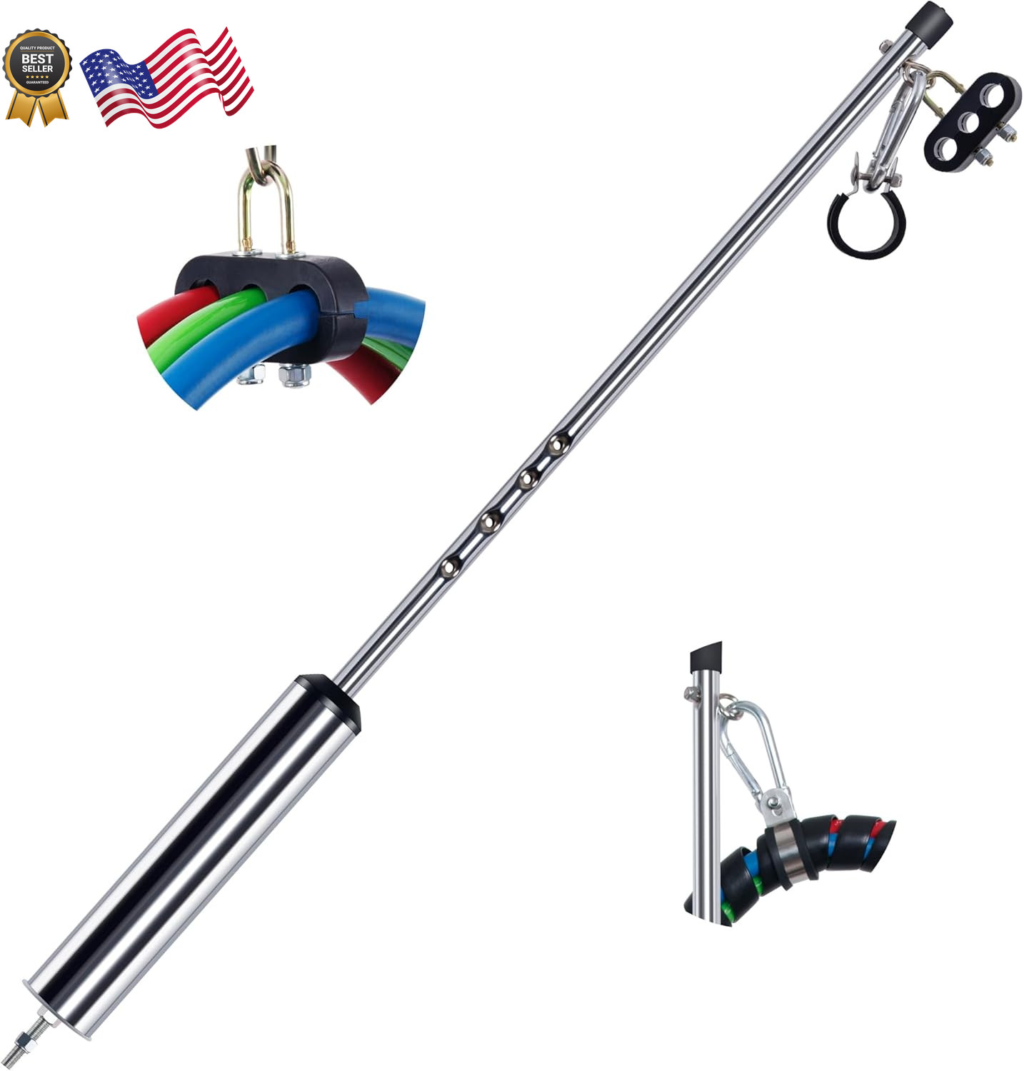 40' Swivel Pogo Stick for Semi Truck & Air Brake Line Heavy Duty Stainless Steel