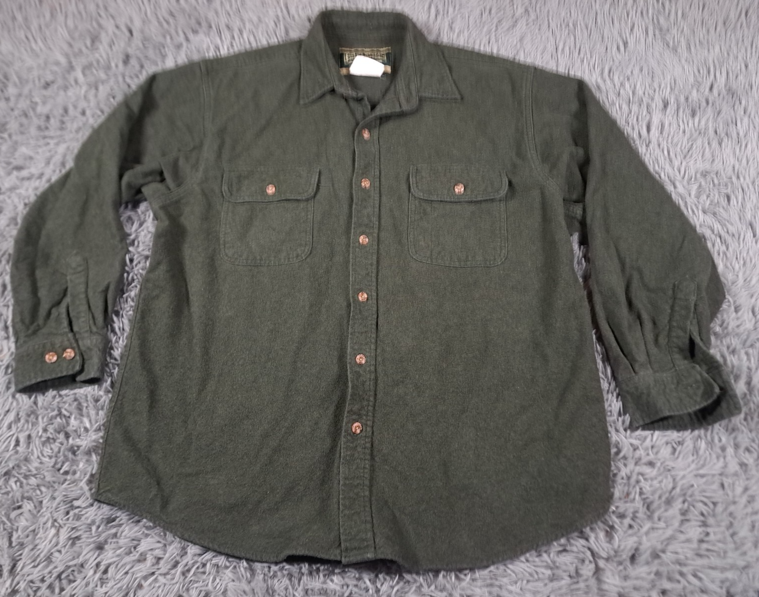 Field And Stream Shirt Mens XL Long Sleeve Button Up Heavy Flannel Green Pockets