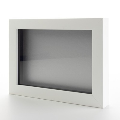 White 24x30 Wood Shadow Box With Silver Acid-Free Backing 11/16 Usable Depth