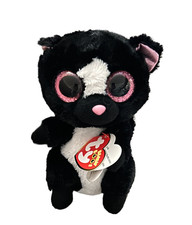 Ty Beanie Boos FLORA the 6" Skunk Black Pink Sparkle Scuffed Eyes NWT Plush Toy