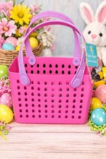 New Easter Bogg Bag Dupe Pink Basket With Charms-Very Popular For Easter