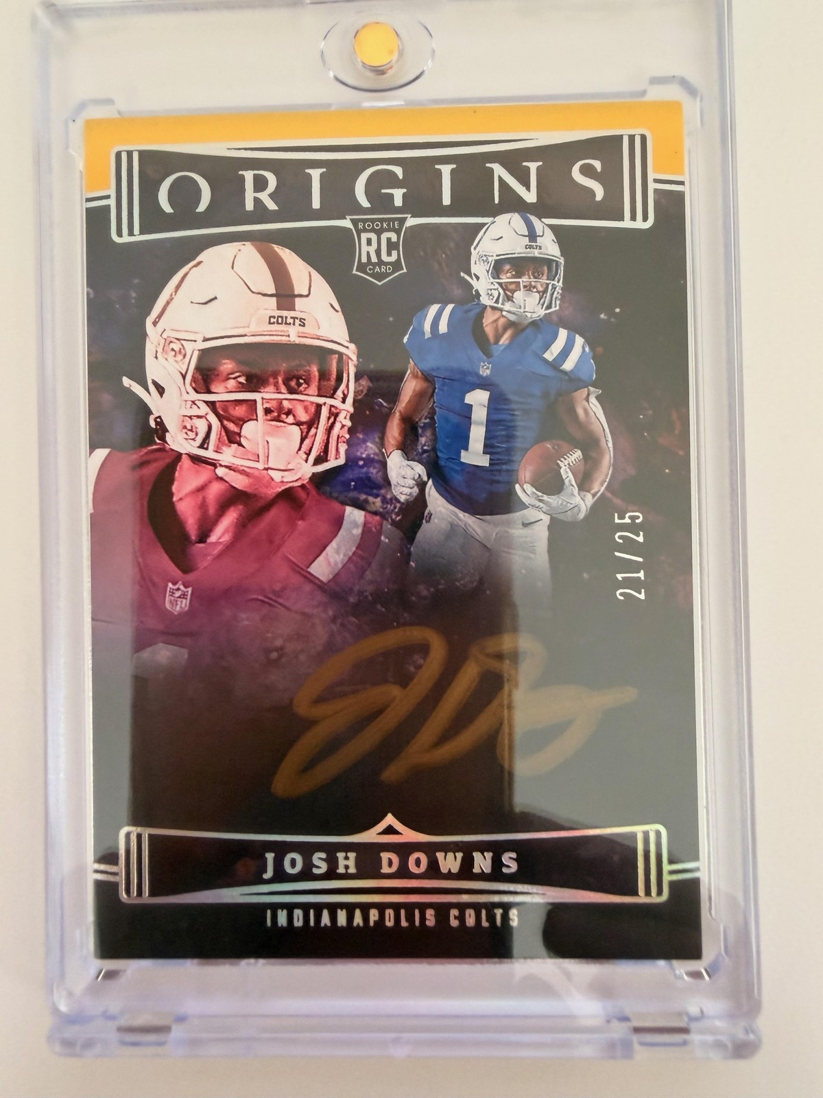Josh Downs 2023 Panini Origins #RAJDO Origins Auto Gold Ink Rookie /25 Colts