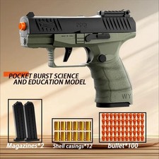 SHELL EJECTING SOFT BULLET TOY GUN Pistol with 100 Bullets, 12 Shells, 2 Mags